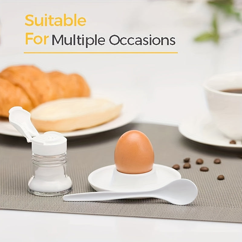 Soporte de plástico para huevos - Plato blanco para huevos para el desayuno - Apto para estar en contacto con alimentos