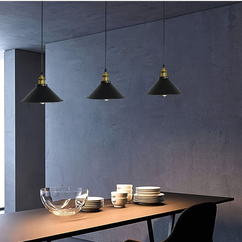 Conjunto de 3 lámparas colgantes de lujo nórdico retro moderno - luminaria de techo, instalación semienterrada, pantalla metálica desmontable, adecuada para mostrador de bar, comedor, cocina, sala de estar, hotel y otra iluminación comercial (sin bombill