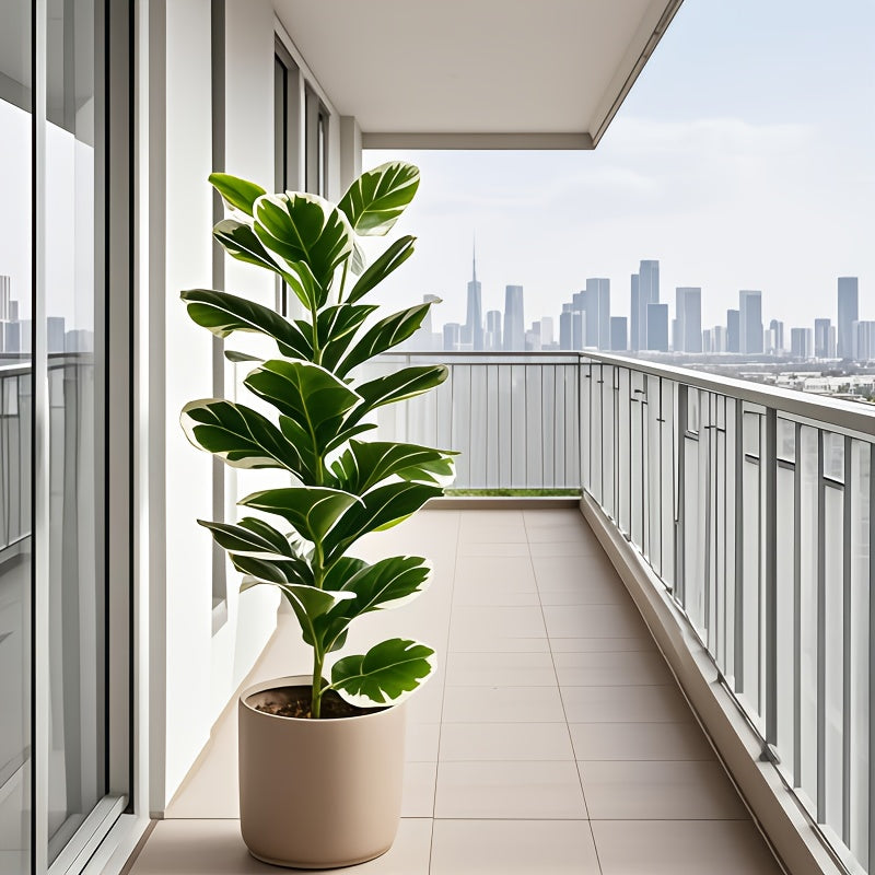 1 planta artificial de estilo europeo para exterior, maceta de lujo con 23 hojas grandes blancas y verdes, ideal para interior/exterior, árbol falso para todas las estaciones - sin incluir maceta