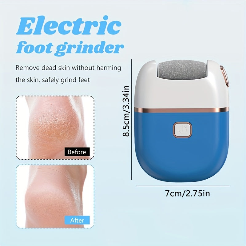 Piedra de pimienta eléctrica ajustable - Carga rápida USB, cabeza de arena de cuarzo desmontable para exfoliar y curar los talones, suave para tonos claros, herramienta portátil para limpiar los pies con cabezas intercambiables, eliminador de pies, rutin