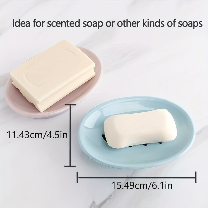 1 Protector De Jabón De Doble Capa, Novedoso, Portátil, Antideslizante, Ovalado, Para Almacenamiento De Jabón, Contenedor, Soporte Para Caja De Jabón De Ducha De Cocina, Accesorios De Baño