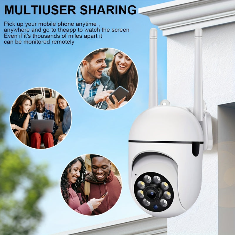 Ourlife HD 1080P Cámara de Seguridad, Smart WiFi Vigilancia Doméstica con Auto Tracking, Monitor de Vídeo IP Inalámbrico para Exterior con Detección de Humanos/Petros, Día & Noche, 2.4GHz Wi-Fi, 1080P 2.4G Protección de Seguridad, Visión Noche, Sistema d
