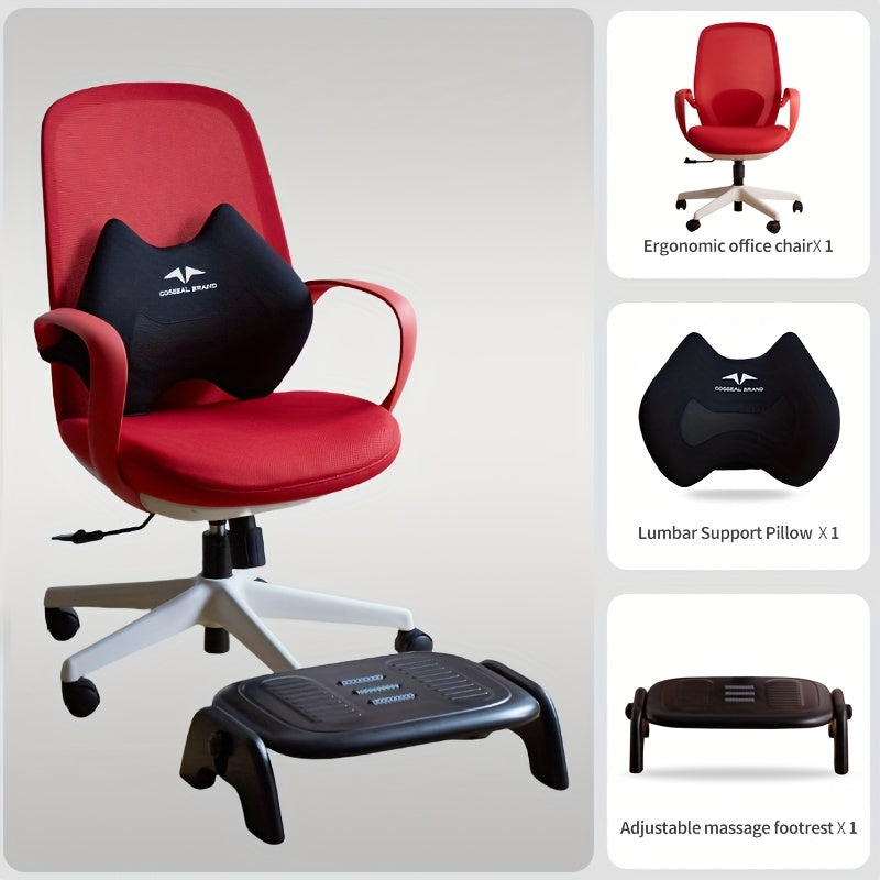 Silla de oficina con asiento transpirable, diseño ergonómico, inspirado en formas de conchas, con un aspecto elegante y suave.