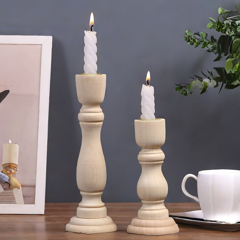 Conjunto de 2 Piezas de Candelabros de Madera Retro, Decoración Romántica de Escritorio, Adecuado para Fotografía, Aniversario, Cumpleaños, Cena de Citas, Decoración del Hogar en la Sala de Estar, Perfecto para San Valentín, Año Nuevo, Navidad