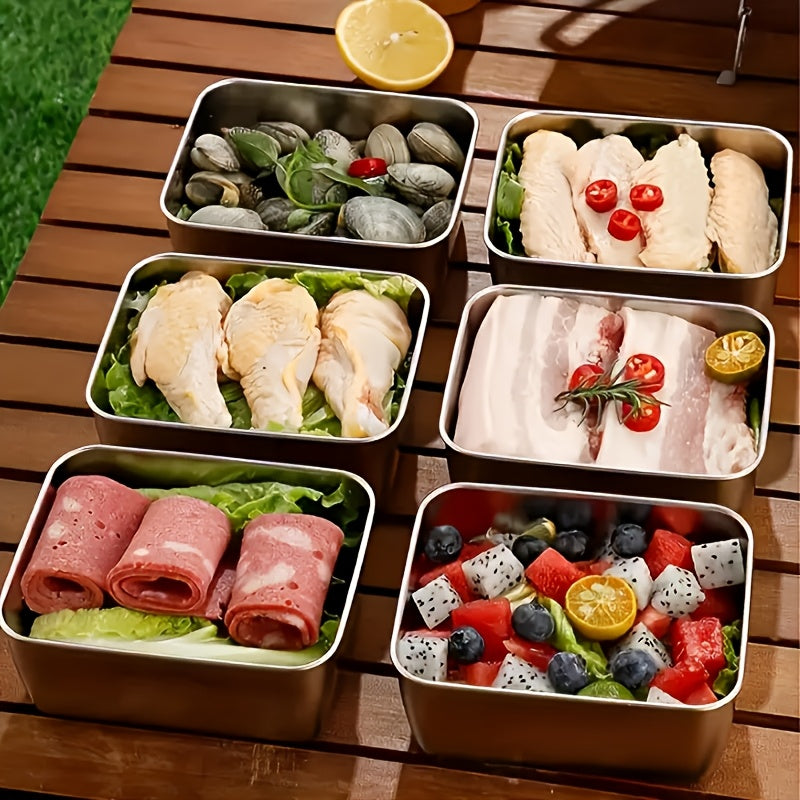 Juego de 8 Contenedores para Almacenamiento de Alimentos de Acero Inoxidable con Tapas - A prueba de Fugas, Reutilizables, Versátiles, Lavables a Mano - Ideales para la Preparación de Comidas, Picnic y Contacto Seguro con los Alimentos