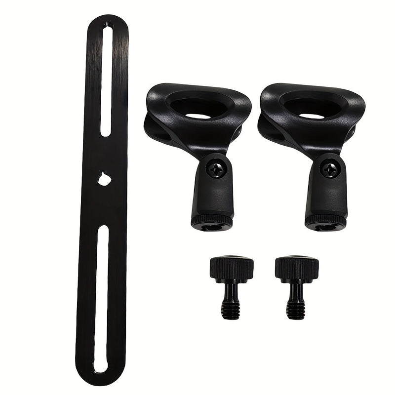 Barra de montaje de micrófono de 1 a 2 con clips de mic: Rosca ajustable de 3/8" para la mayoría de los soportes de micrófono y brazos de boom