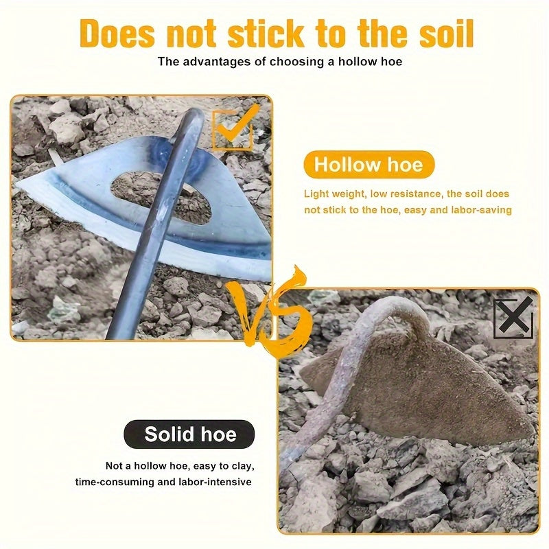 1 pieza, herramienta de regadío y plantación hueca de acero de 13 pulgadas - Tenaz de jardinería ergonómica con cuchillas de dientes afilados para un eficiente control de malezas, estructura metálica duradera, no requiere batería - Adecuada para jardines