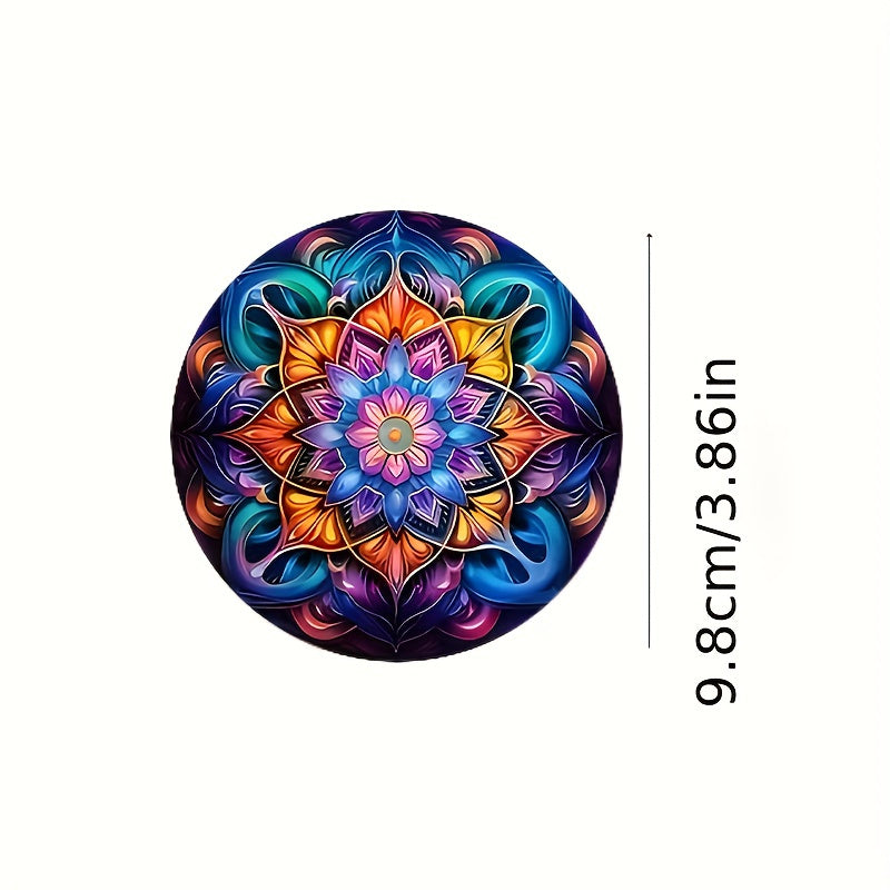 Juego de 6 Posavasos de Madera Mandala Coloridos - Perfecto para Café, Té y Bebidas - Protección Ideal para Mesas en Navidad, Halloween y San Valentín