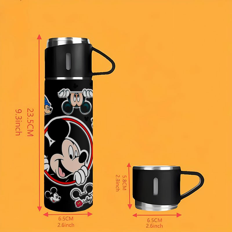 Juego de tazas térmicas Disney de 16.9 oz con diseño de Mickey Mouse en acero inoxidable y caja de regalo, reutilizable, ideal para ciclismo, oficina, escuela y viajes