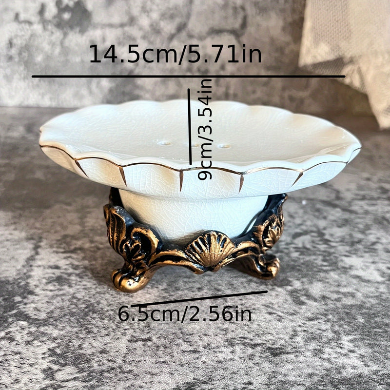 1pc Jabonera Elegante de Cerámica con Función de Drenaje - Ovalada, Antideslizante, Accesorio Decorativo para Baño, Adecuada para Hogar, Hotel y Restaurante, Dispensador de Jabón para Baño, Adecuada para Fregadero de Cocina