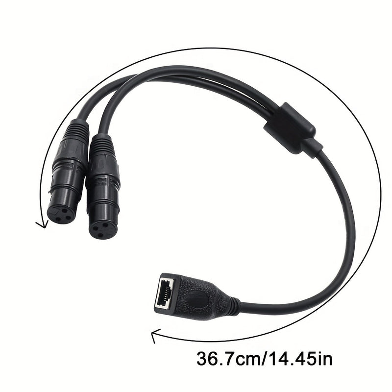 Adaptador de Cable Dual XLR a RJ45 - Negro, Extensión Macho/Hembra para la Serie de Controladores DMX-CON, Convertidor Ethernet con Múltiples Conectores, Diseño Duradero y Flexible para Sistemas de Sonido e Iluminación