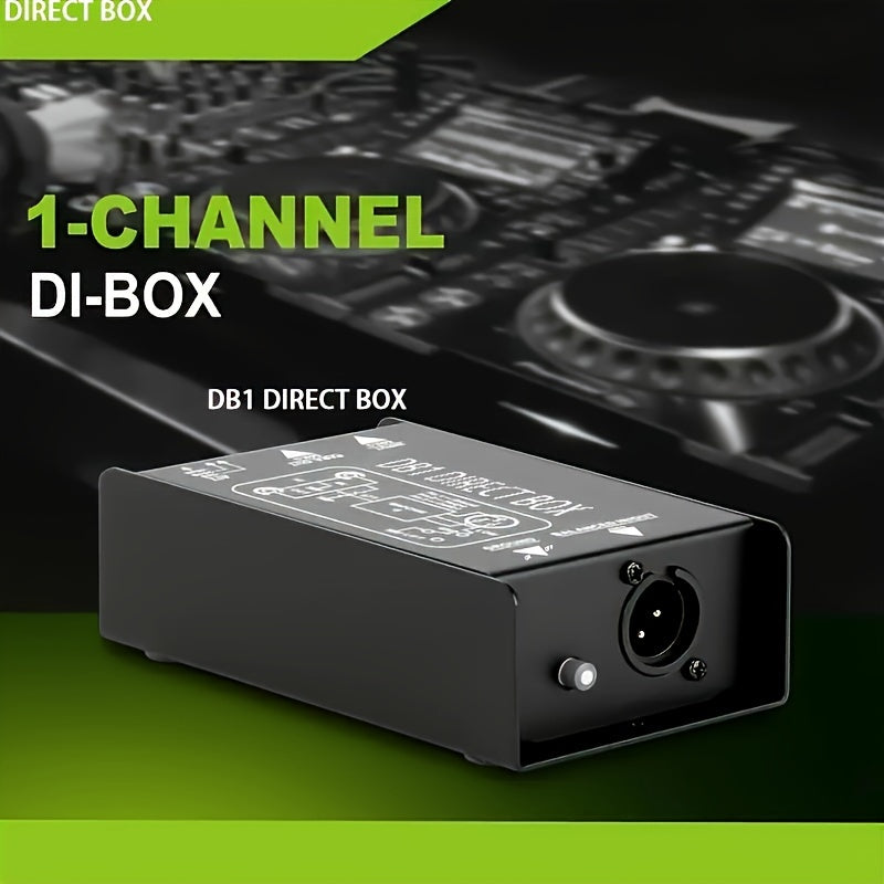 DI1 Caja de Directa Pasiva de Alto Rendimiento Profesional, Conversión de 1/4" a XLR Balanceado/No Balanceado, Eliminación de Ruido, para Interfaz de Audio de Computadora, Negro, Compatible con Computadoras Personales, Cuerpo de Hierro, Sin Fuente de Ali