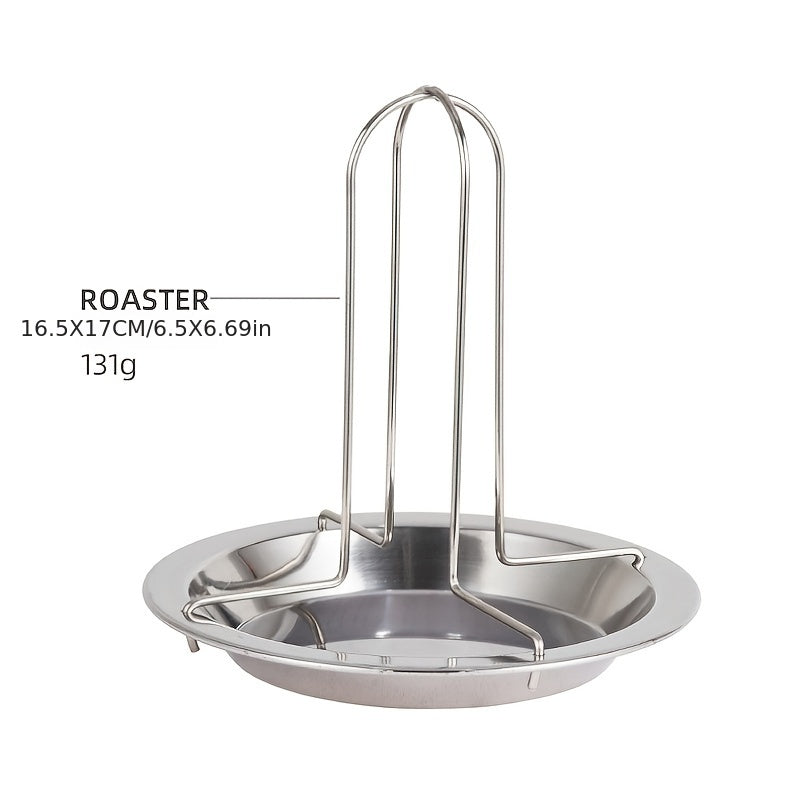 1pc Rejilla para Pollo Asado de Acero Inoxidable con Bandeja de Goteo - Acabado Pulido, Material Duradero para Horno, Parrilla, Camping - Ideal para Pollo Jugoso y Crujiente