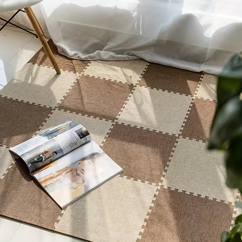 10 Piezas, Alfombra De Rompecabezas De Espuma, Alfombra De Piso De Rompecabezas De Espuma, Baldosas De Rompecabezas Esponjosas Entrelazadas, Alfombras Suaves Para Escalar, Alfombras De Felpa Entrelazadas Para Decoración De Sala De Juegos En El Hogar, Acc