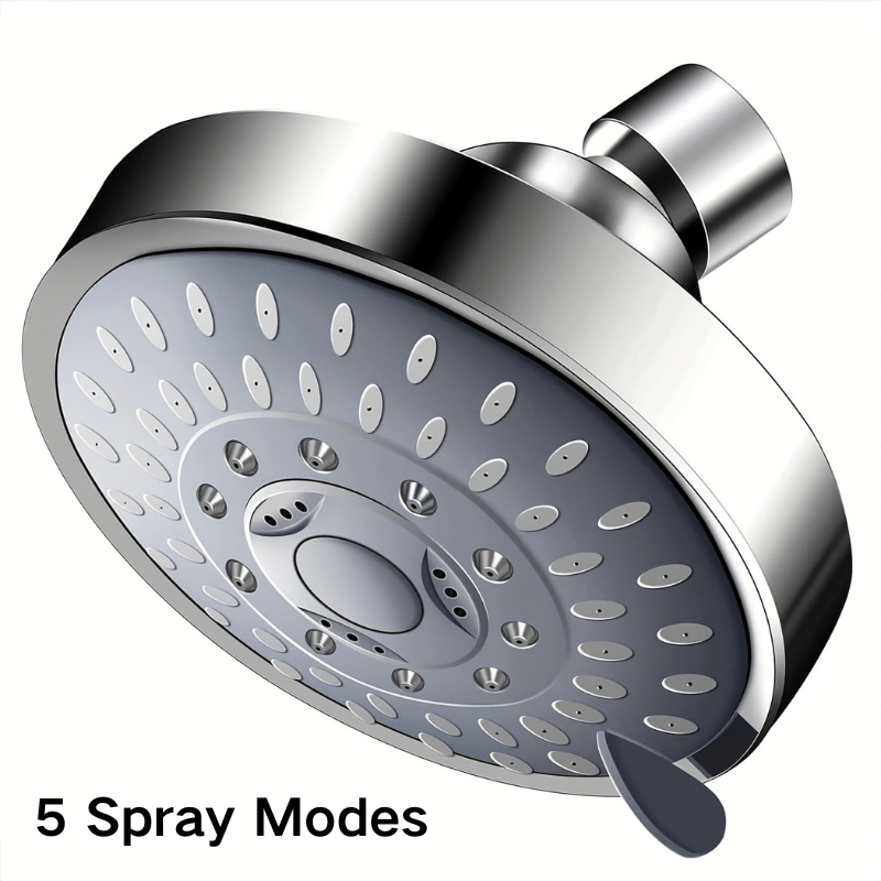 Rociador de Ducha Fijo de 4 Pulgadas con 5 Modos de Riego - Panel Grande de Alta Presión, Boquillas Desmontables y Lavables, Plástico Electroplateado Duradero, Sistema de Ducha para Pared
