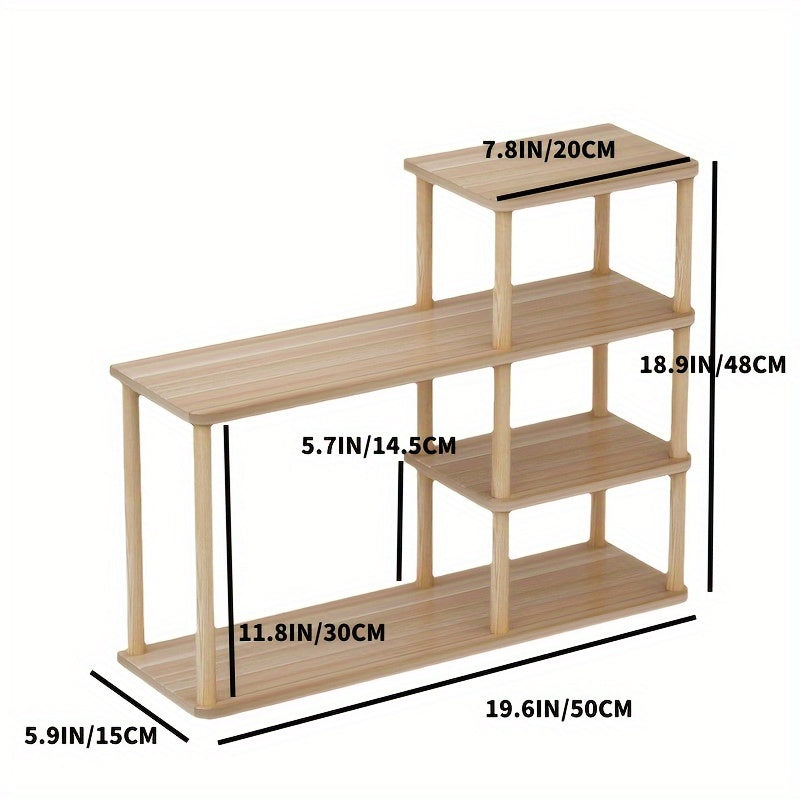 Organizador de Escritorio de Madera de 2 Niveles - Estantería Multinivel Independiente con Acabado Pintado para Almacenamiento en Oficina y Dormitorio, Estantes