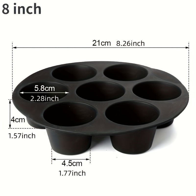 1pc Molde de Silicona para Hornear 7 Tazas - Bandeja Redonda Antiadherente de 8 Pulgadas para Air Fryer y Microondas, Diseño Plegable, Moldes Resistentes al Calor para Cocina Uniforme, Accesorios Fáciles de Limpiar, Utensilio Versátil, Material Alimentic