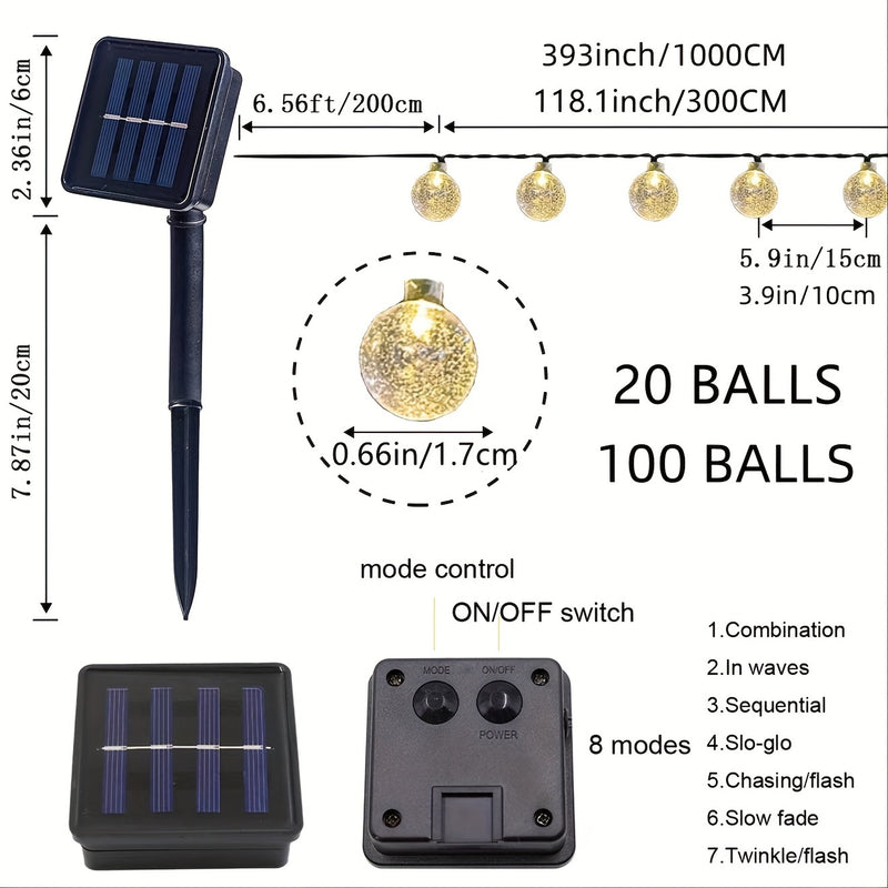 Luz solar de burbujas, 14 metros con 80 luces