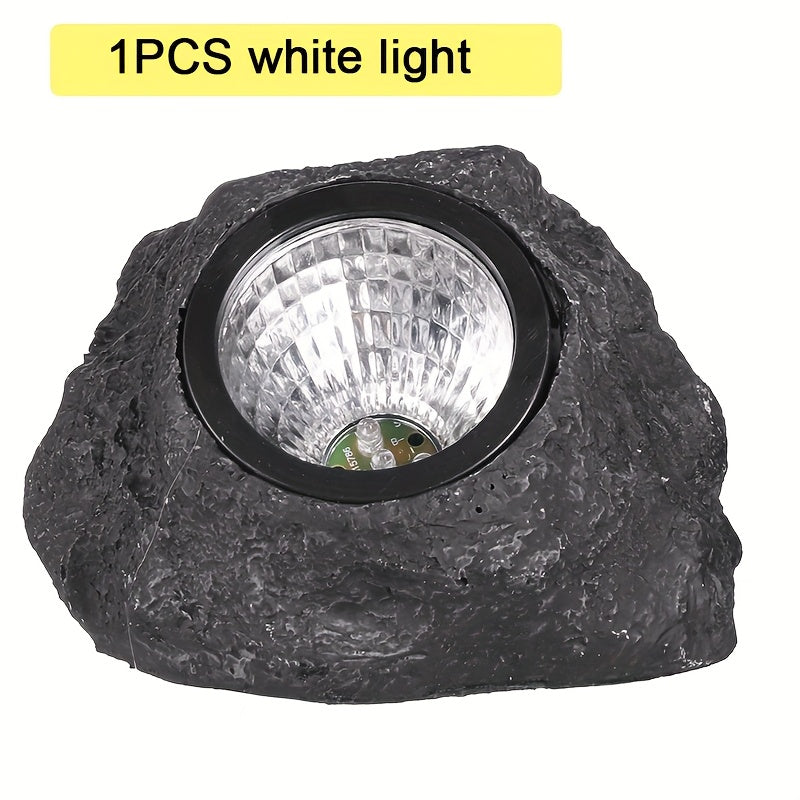 1 lámpara de piedra solar - Luz de paisaje exterior de imitación de piedra con pantalla de vidrio, montaje semienterrado de plástico duradero para jardín, patio, decoración de villa, bodas y celebraciones de cumpleaños, instalación fácil, luces solares p