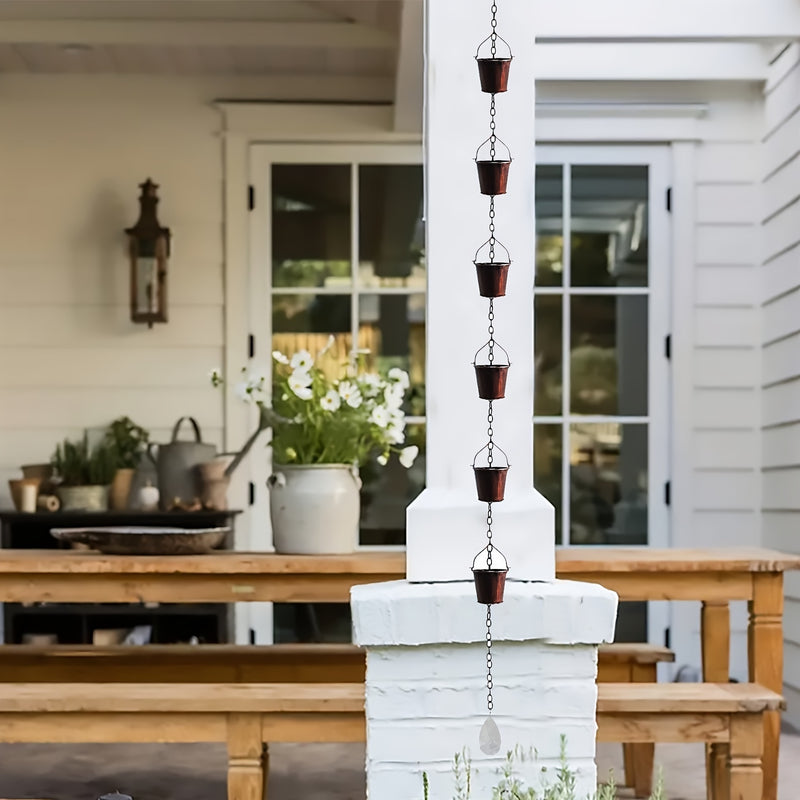 1pc Decoración para Villa Exterior, Cadena de Lluvia de Hierro Artístico en Forma de Cubo, Drenaje Creativo con Goteo de Agua, Adorno Colgante para Aleros, Regalo Único