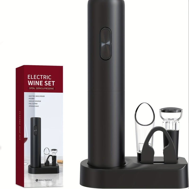 Juego de Abrebotellas Eléctrico Black Swan 5 en 1, Caja de Regalo para Accesorios de Vino, Juego Automático de Abrebotellas para el Hogar con Espiral y Vertedor al Vacío para Frescura