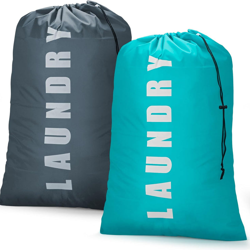 1 Paquete De 2 Piezas, Bolsas De Lavandería Grandes Con Cordón Para Viajes Y Hogar, 24" X 36", Duraderas, Espaciosas, Forma Ovalada Ideal Para La Organización De La Ropa