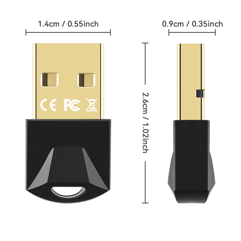 Adaptador sin varillas 5.4, Conectar y Usar USB para PC sin Controladores, Compatibilidad Retrocompatible Automática con Dispositivos Versións 5.3/5.1/5.0/4.2/4.1/4.0, Adecuado para Altavoz y Receptor de Auriculares