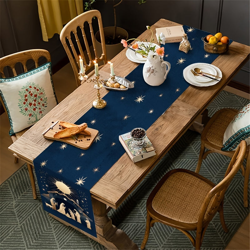 1pc, Camino de Mesa Navideño Estilo Granja para Decoración de Cocina y Comedor en Invierno - Adorno Festivo 13x48/13x72/13x108 Pulgadas para Interiores y Exteriores, Hogar o Fiestas