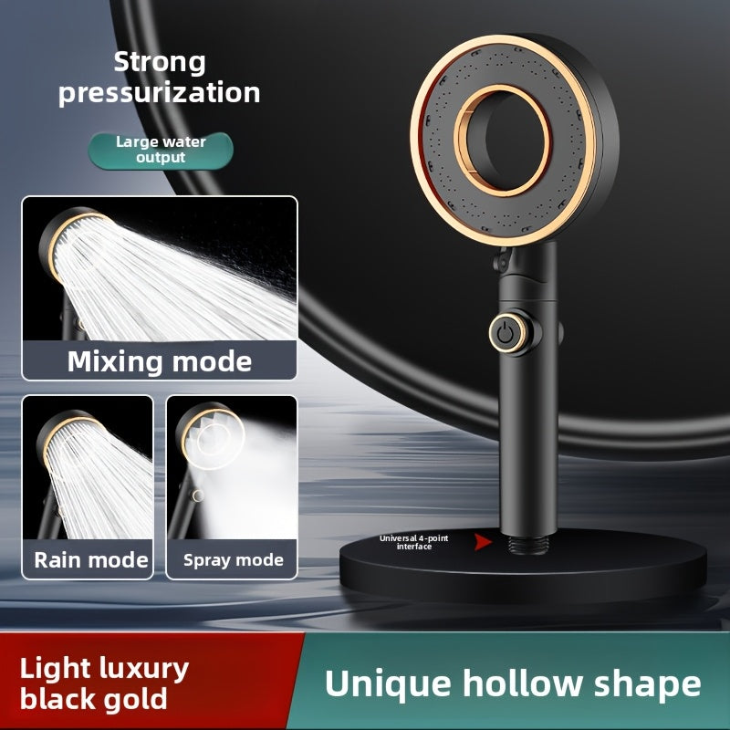 1pc, Cabezal de Ducha de Alta Presión con Tres Modos - Ahorro de Agua, Rociador Manual Ajustable, 5 Modos para una Experiencia Mejorada, Montaje en Pared, Diseño Redondo, Accesorio Moderno para Baño | Duradero y Resistente