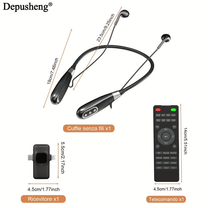 Conjunto de auriculares inalámbricos Depusheng, auriculares deportivos inalámbricos de alta calidad, con micrófono 3 en 1 y receptor, reducción de ruido, larga vida de la batería - Ideal para transmisiones en vivo, juegos y deportes.