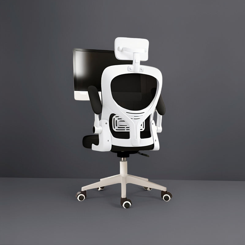 Silla ejecutiva para hogar y oficina con marco ajustable, inclinación manual, malla cómoda y transpirable, sin cojín, base giratoria de 360° con 5 ruedas disponibles en 3 colores.