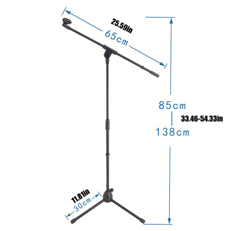 SIAETIUR Tripode de micrófono de hierro, altura ajustable, conector XLR, soporte de micrófono de metal portátil para grabaciones y presentaciones en vivo
