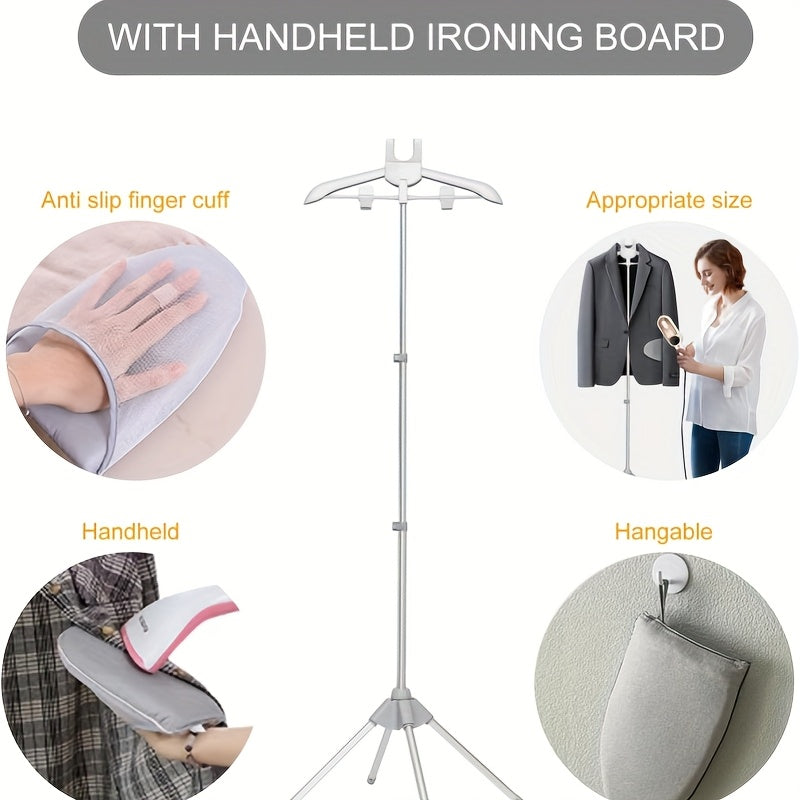 Soporte de tabla de planchar plegable de altura ajustable - Accesorio de vaporizador de ropa de aluminio de alta resistencia con estabilidad de 3 puntos, diseño que ahorra espacio para uso doméstico y profesional, accesorios para planchar ropa, construcc