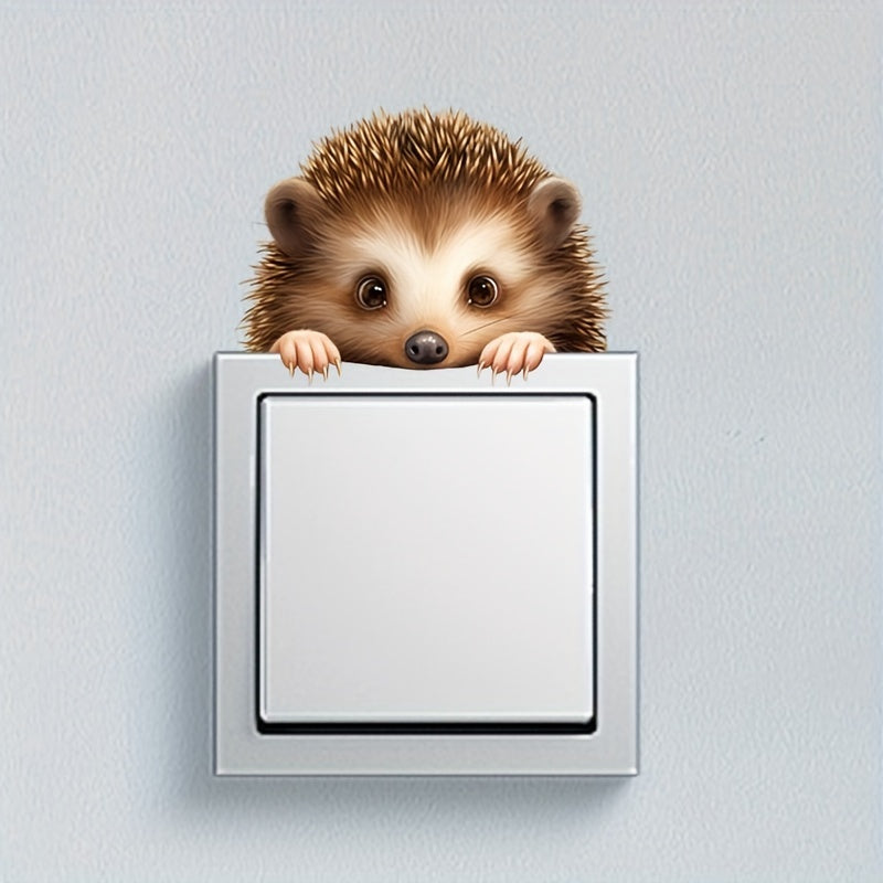 Adorable Erizo Pegatina de Pared - Divertido y Lindo Animal para Interruptor, Fácil de Pegar y Despegar, Perfecto para Decoración de Baño, Pequeño, Serie