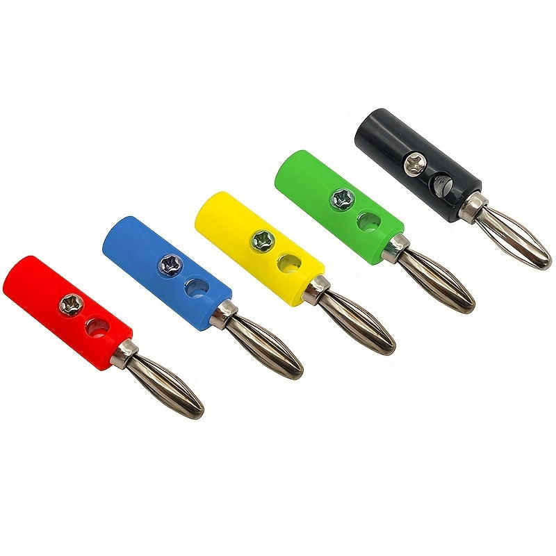 5 unidades Fijadas con Tornillos Soldadura Libre Conector de Cable de Altavoz de Plátano con Baño de Oro de 4mm Plátano de Altavoz de Linterna Fijado con Tornillos de Sujeción