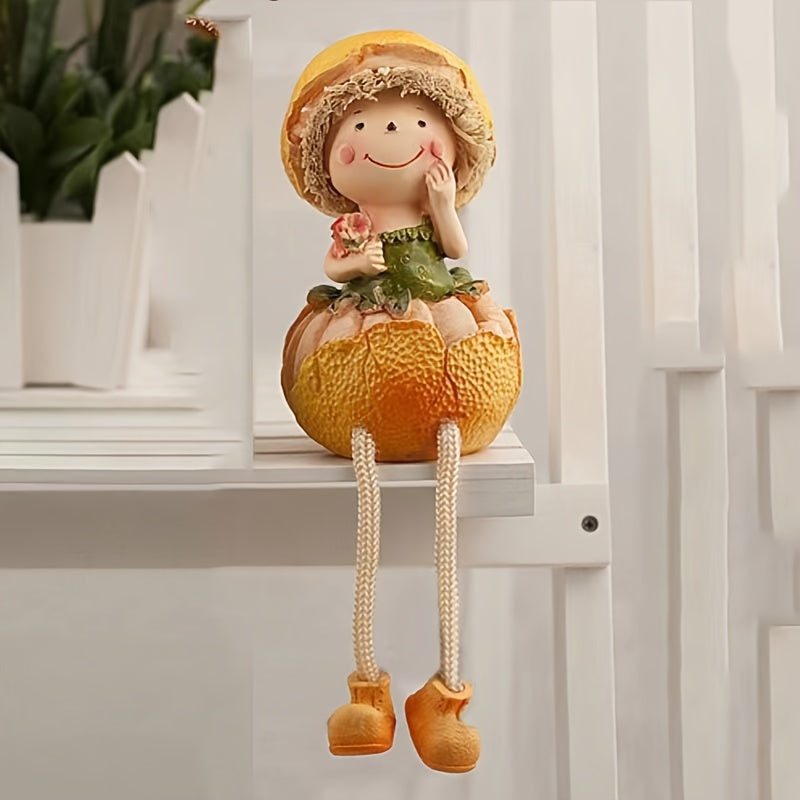 2 piezas de Muñecas de Frutas Caprichosas - Naranja y Limón Adorables Decoración de Escritorio con Sombreros de Paja y Vestidos, Perfectas para Pascua, Habitación, Jardín o Balcón, Accesorio Festivo para el Hogar | Diseño Juguetón | Resina Duradera