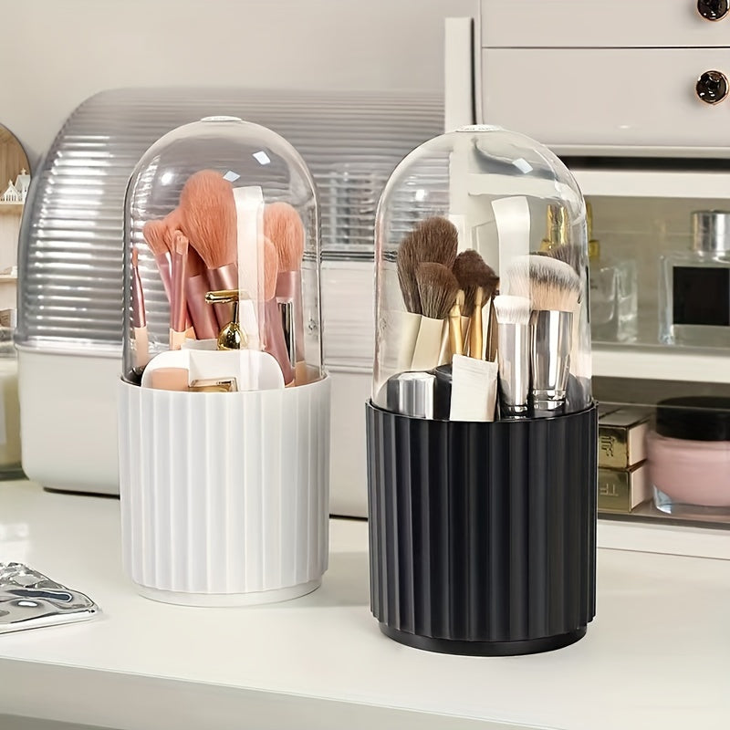 Organizador de Maquillaje Giratorio 360° con Tapa Transparente - Caja de Almacenamiento Espaciosa, Base Estable para Hogar, Salón o Oficina - Construcción Duradera en Plástico, Elegante Diseño, Robusta y Ideal para Aficionados del Belleza