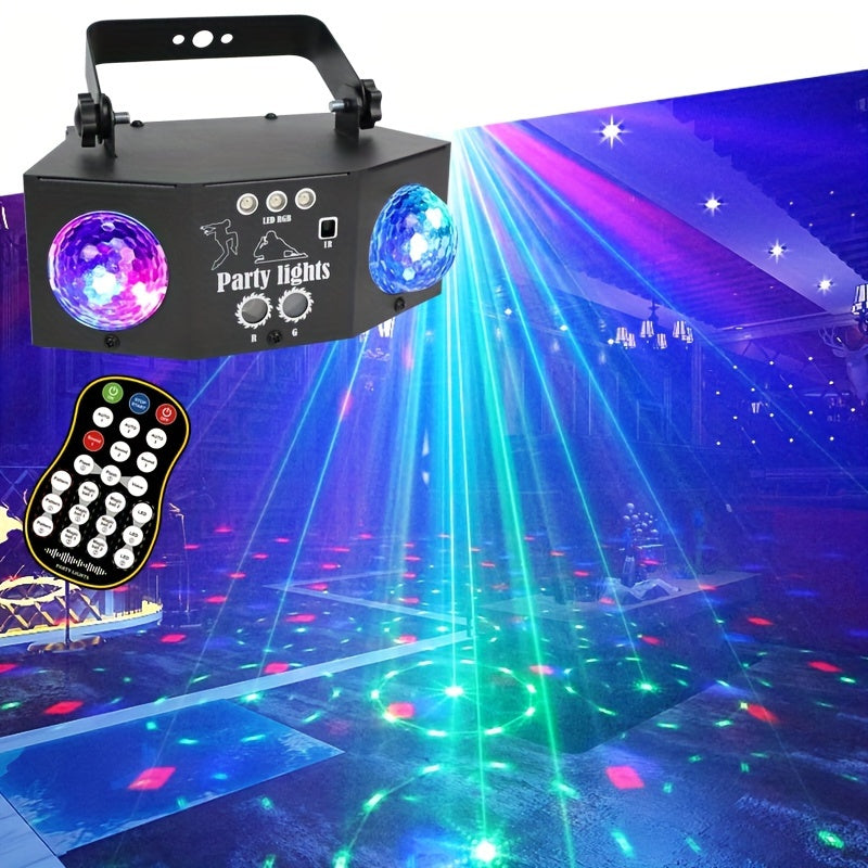 Luces de fiesta YSH - Sistema de iluminación LED de doble bola de disco comercial con control remoto, luces de proyección cambiantes de color para fiestas de DJ, eventos y festivales, ideales para Halloween, Navidad, Acción de Gracias, Año Nuevo, Día de