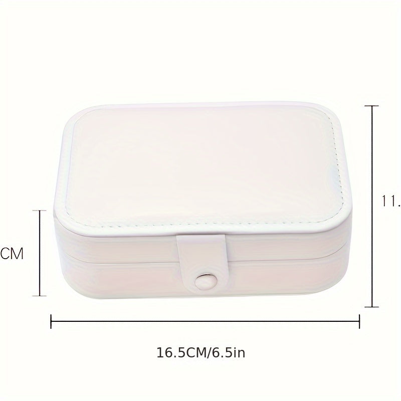1pc Estuche de joyería clásico de cuero sintético, estuche de viaje portátil, forrado de cuero sintético, con exhibición ajustable y extraíble, para collares, anillos, pendientes, ideal regalo para el Día de la Madre, Estuches de joyería