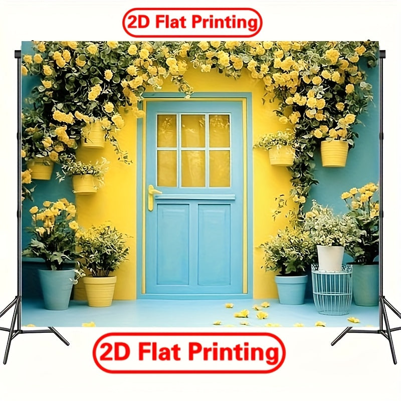 Telón Fotográfico de Jardín Primaveral 2D con Flores Amarillas - Tela de Poliéster para Fotos, Gran Tamaño, Decoración para Fiestas al Aire Libre y en Interiores, Perfecto para Celebraciones de Primavera, Adornos para Hogar y Estudio, Letrero Colgante pa