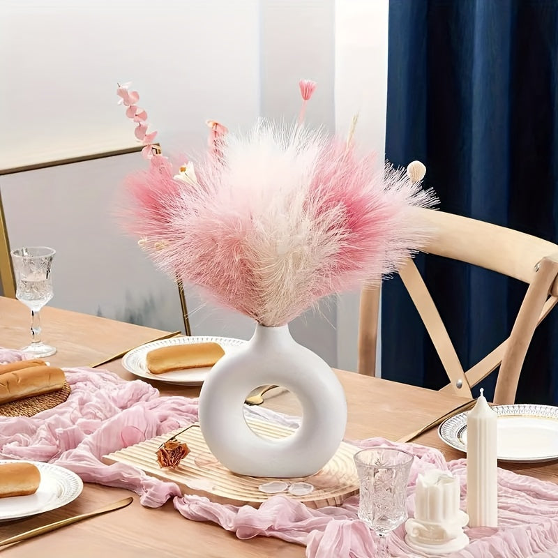 20pcs Hierba de Pampas Falsa - Caña Artificial Esponjosa para Decoración Boho en el Hogar, Bodas y Compromisos - Adorno Versátil para Mesas, Sin Contenedor Incluido