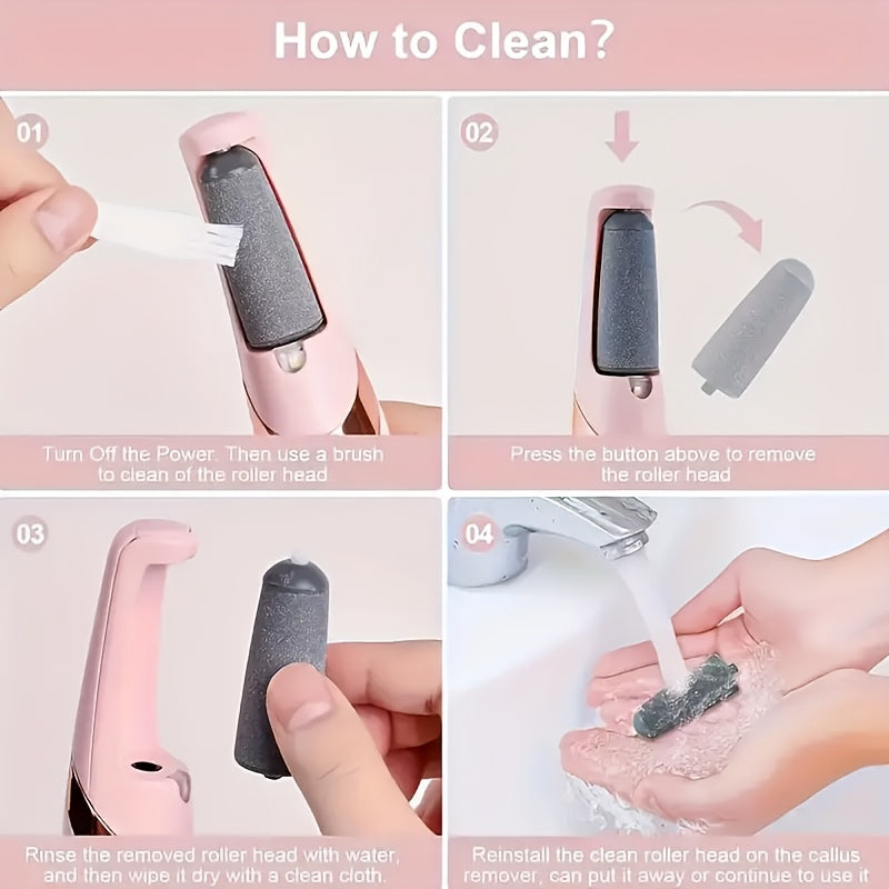 YAIAWISU Lima Eléctrica para Pies - Amoladora y Removedora de Uñas con Batería de Litio, Sin Necesidad de Alcohol, Cargador USB Inalámbrico - Para Hogar o Salón, Pedicura - Rosa Brillante (Mujeres/Hombres), Diseño Elegante, Opción Versátil de Carga