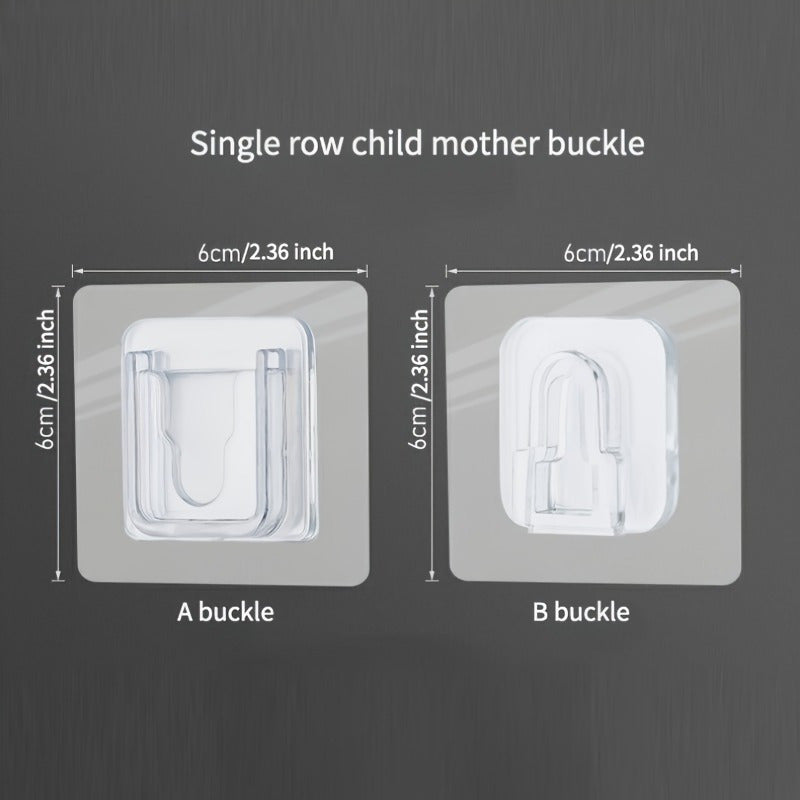 10pcs Ganchos Adhesivos de Plástico Transparente Modernos, Soporte de Regleta de Pared con Hebilla de Encaje, Sujeción Sin Taladro para Organización de Baño y Puertas, Ganchos de Utilidad de Fácil Instalación