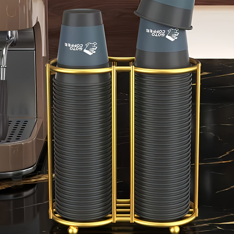 Soporte para vasos desechables de lujo ligero, organizador de vasos de acrílico, soporte doble para tazas, para hogar y comedor