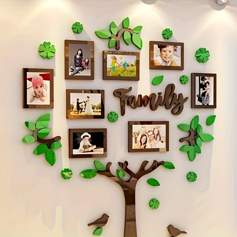 Juego de decoración de pared con marco de foto acrílico 3D con plantilla de adhesivo - Galería de collage de fotos DIY autoadhesivo para el hogar, árbol genealógico, bodas, Año Nuevo, Navidad, regreso a la escuela, aniversarios