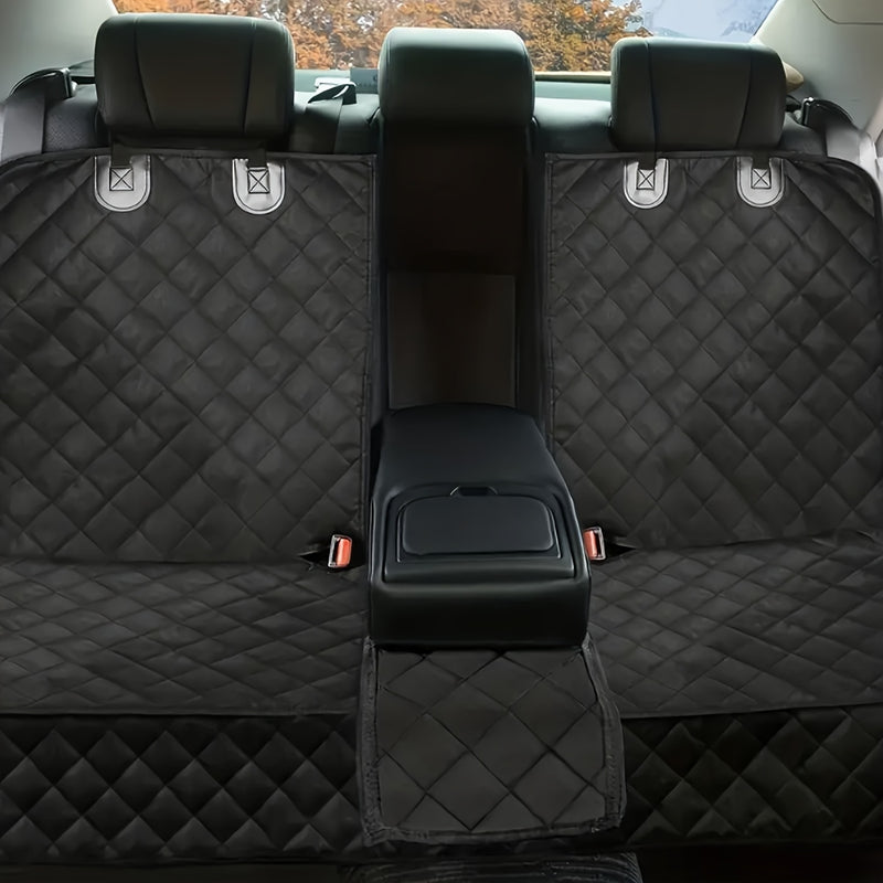 Funda para asiento de auto para perros, impermeable y acolchada de lujo, protectora de asientos traseros largos, antideslizante, compatible con la mayoría de autos, camionetas y SUV con apoyabrazos central