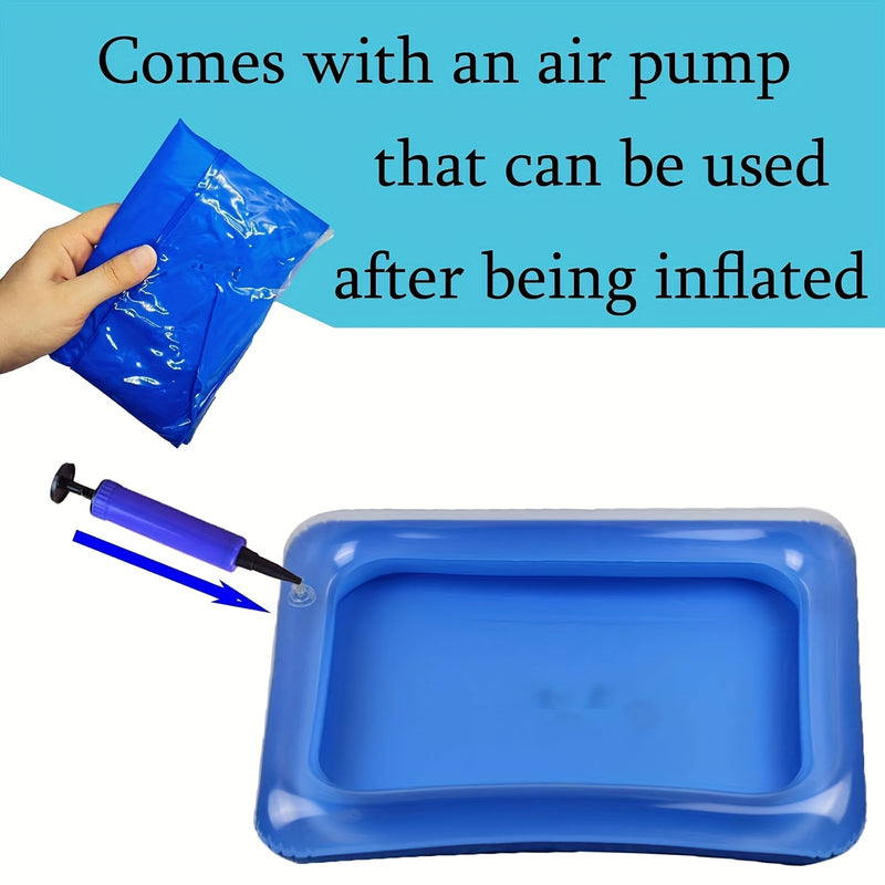 2 piezas de baño de pies inflable cuadrado + bomba, baño de pies portátil, escalera de piscina, juego de limpieza y pedicura