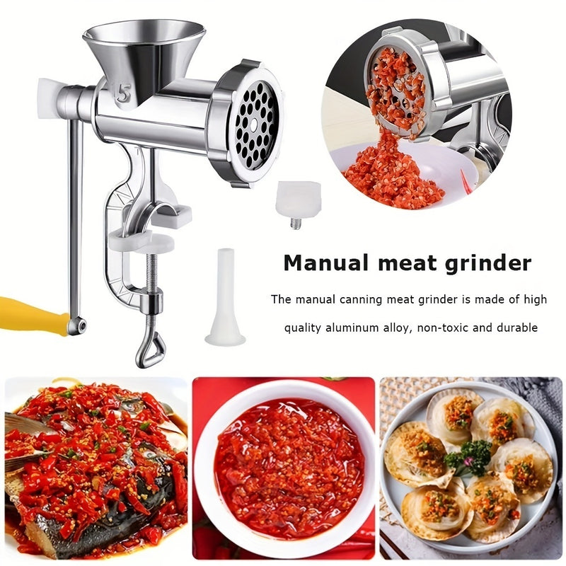 Máquina de picadora de carne para hogar comercial, metal, manual rotativa, sin carga, sin batería, para uso en cocina, equipo de procesamiento de alimentos profesional, picadora de carne para cocina.