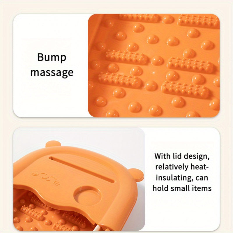 1 pieza de bañera de pies plegable con masajeador incorporado - Gran piscina de relajación para sumergir los pies, no necesita electricidad, diseño portátil para uso en el baño del hogar y en el spa, almacenamiento compacto con tapa acolchada suave, perf