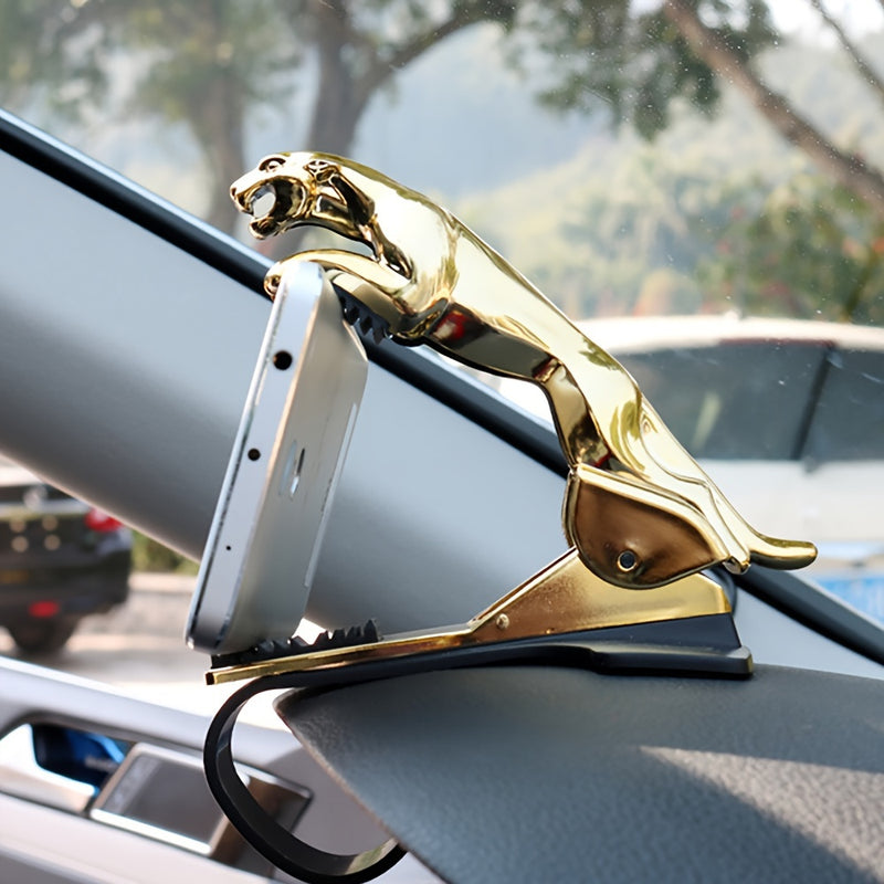 Soporte para Móvil de Coche Leopardo de Dinero - Clip Multifuncional para Tablero de Instrumentos, Soporte de Navegación Estilo Dos en Uno, Adorno Interior para Coche